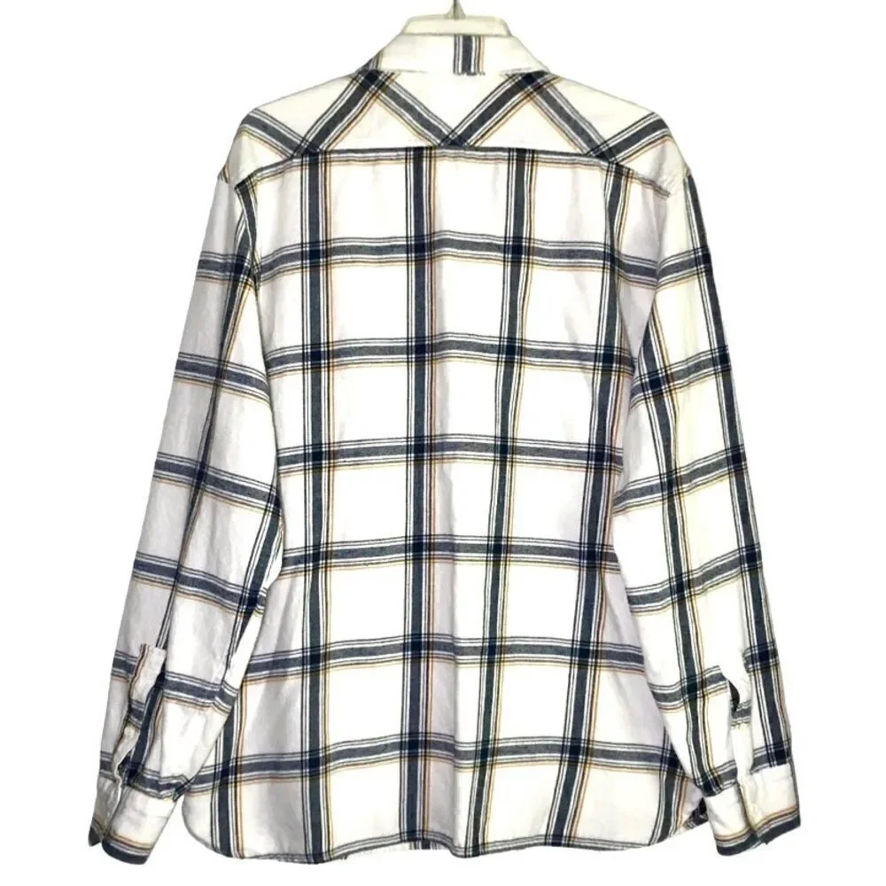 Levi’s Marsh Plaid Flannel Shirt in White/Blue/Gold Men’s XXL